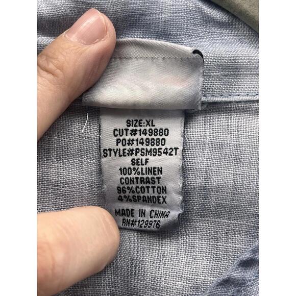 XCVI Mind Set Size XL Blue Linen Zip-Up Light Jacket Knit Trim Front 3/4 Sleeve - Picture 6 of 9